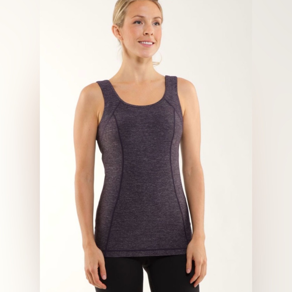 Lululemon Run Free Tank Heathered Black Swan Sz: 8